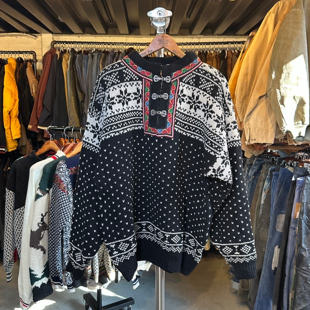 노르웨이 헤비 울 노르딕 스웨터 