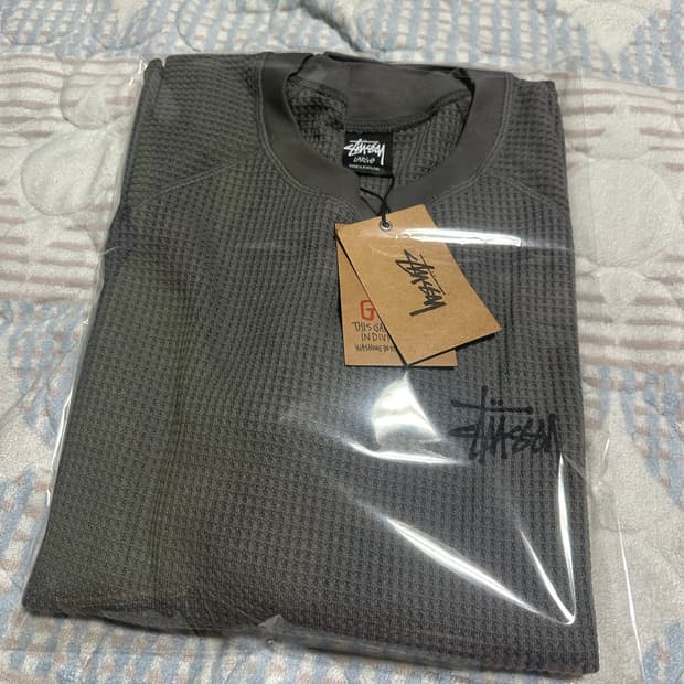 (L)스투시 와플 니트 롱슬리브 차콜