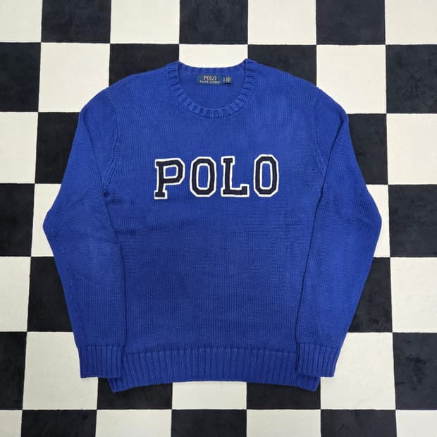 S 폴로랄프로렌 스펠아웃 니트 블루