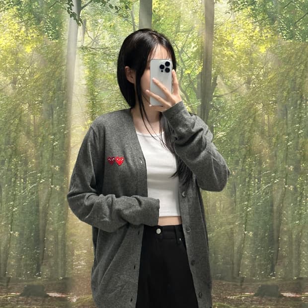 🤍 꼼데가르송 더블 하트 브이넥 가디건 🤍 