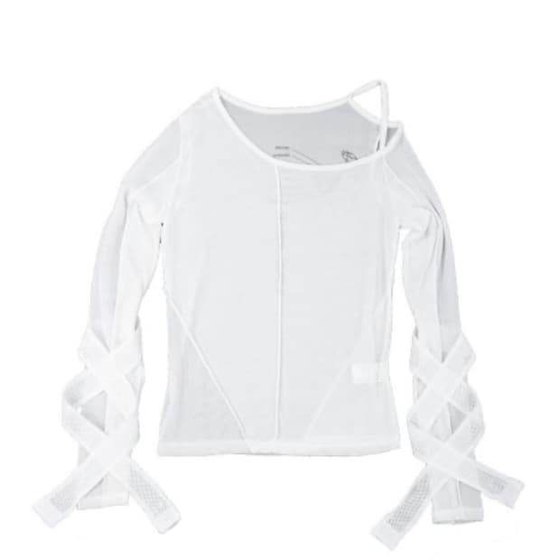 오호스 밴디지 메쉬 티 화이트