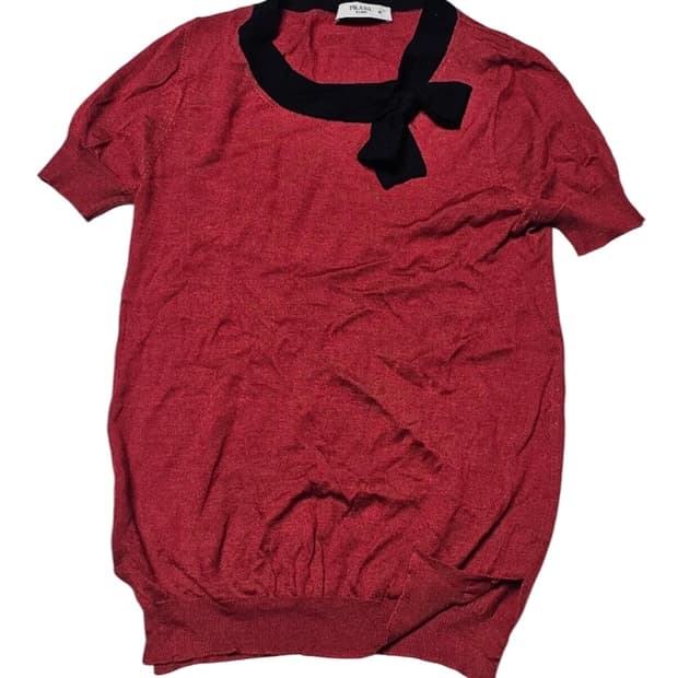 Prada 프라다 리본 반팔 니트