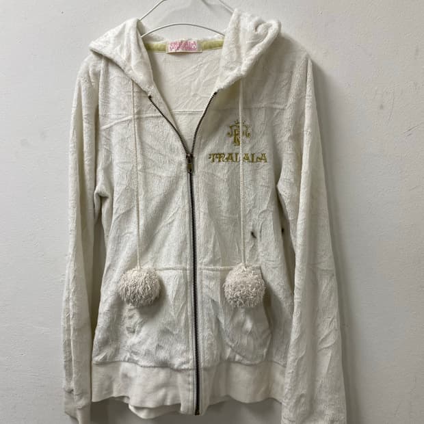 [Tralala] Gal Mood White Hoodie Zip Up