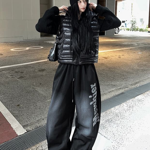하츠코시 먹색 더스트 워싱 팬츠