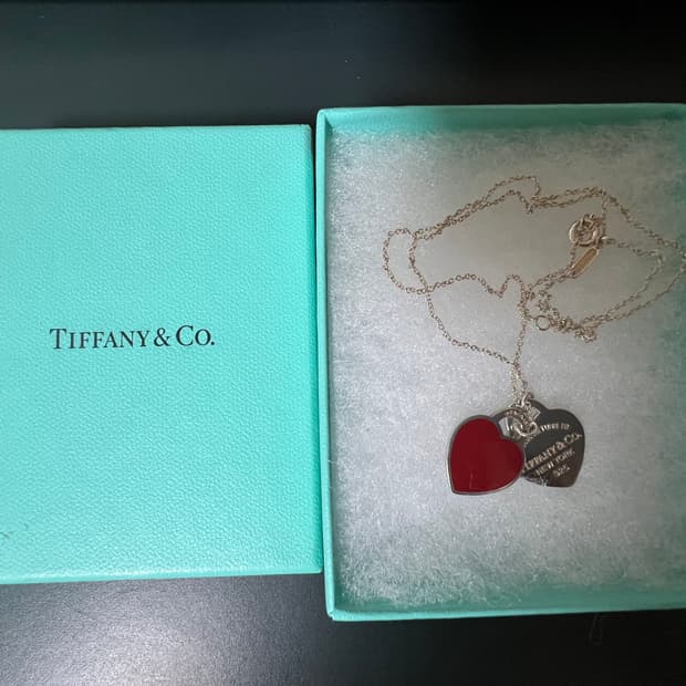 티파니 리턴 투 티파니 더블 하트 목걸이 레드