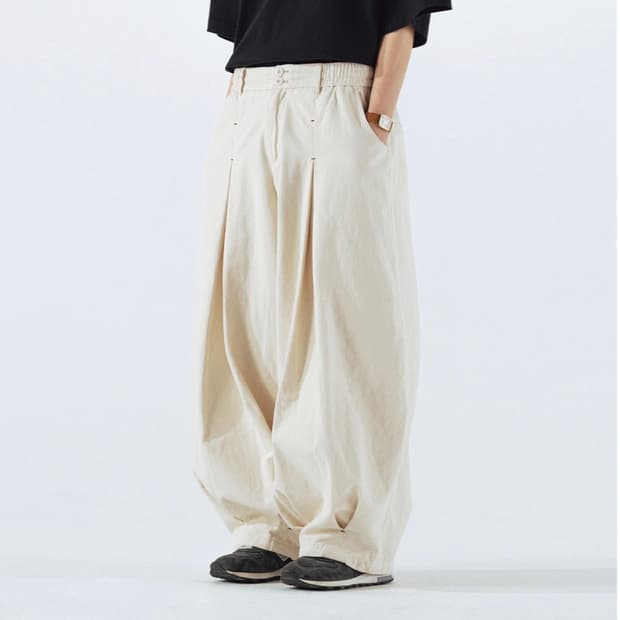 앵글런 Unbalance Long Tuck Balloon Pants