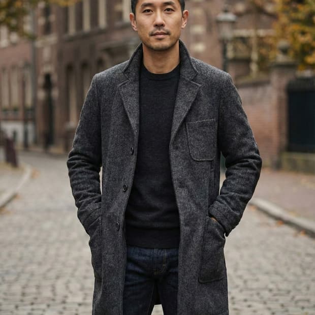 시리즈 울 헤링본 엘보 패치 싱글 코트 100