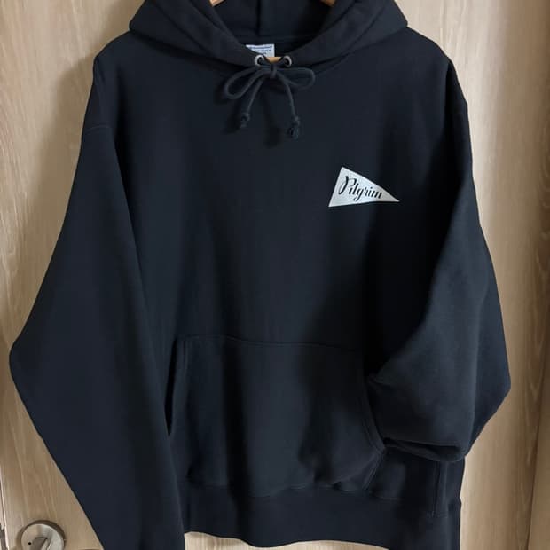 필그림 Pilgrim x Champion 리버스위브 후드 블랙 XL
