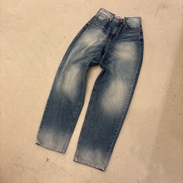 Ootj 워싱 커브드 데님 팬츠