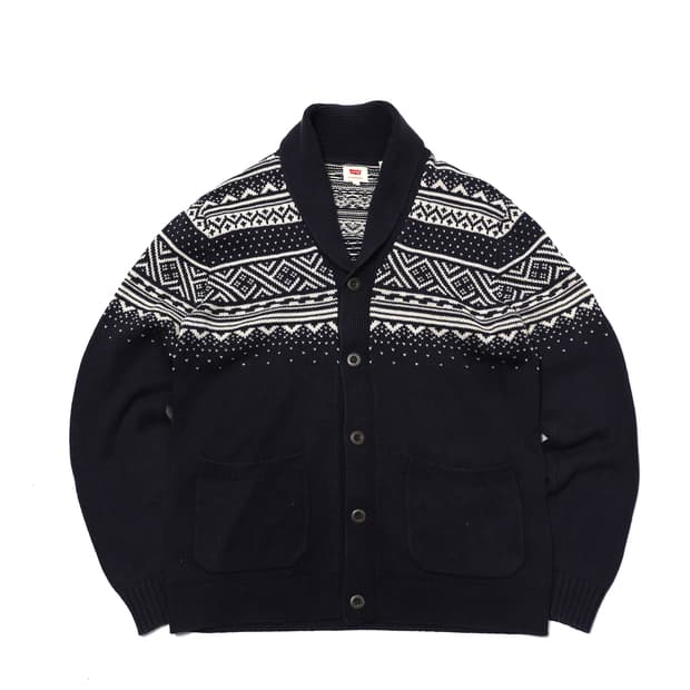LEVIS 눈꽃 숄 노르딕 가디건 size L