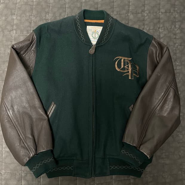 빈티지 레더 바시티 자켓