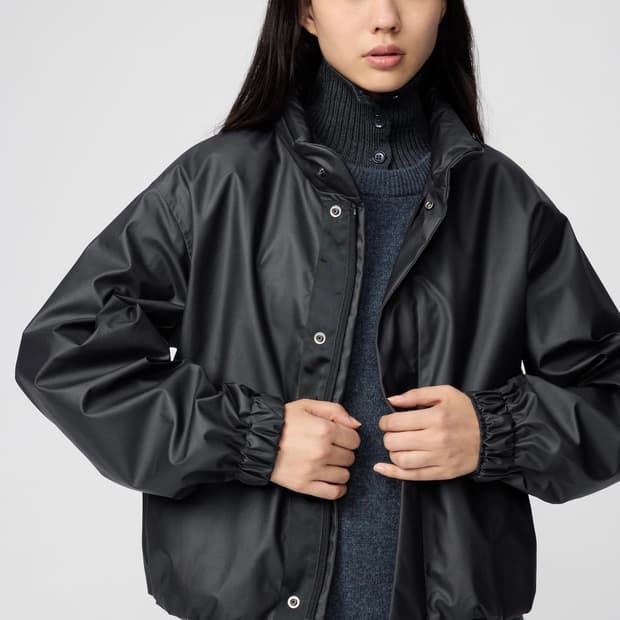 유니클로 코팅 쇼트 블루종 [블랙-S]