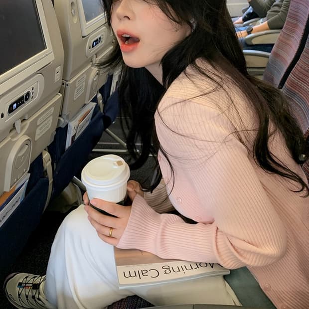 에이비글 수지 핑크 가디건