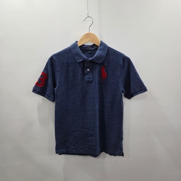 폴로랄프로렌 보이즈 코튼 카라 빅포니 반팔티 멜란지네이비 L/14/16 