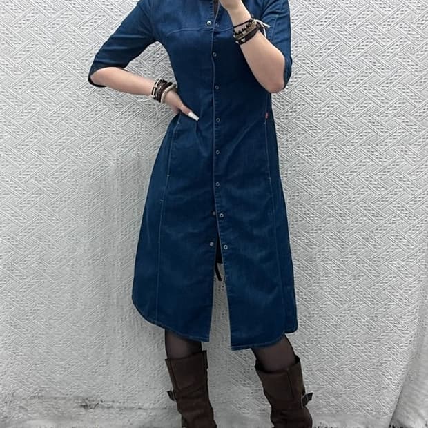 리바이스 엔지니어드진 빈티지 캐주얼 딱붙핏 데님 원피스 S C10915