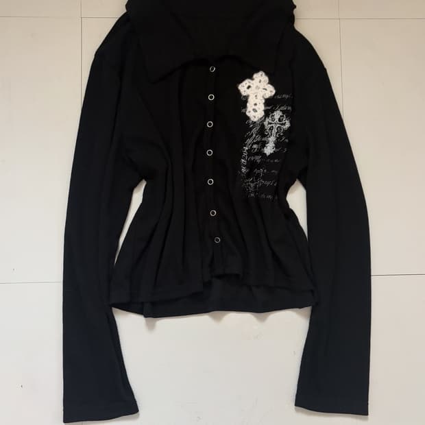 • Black Cross Patch Cardigan 