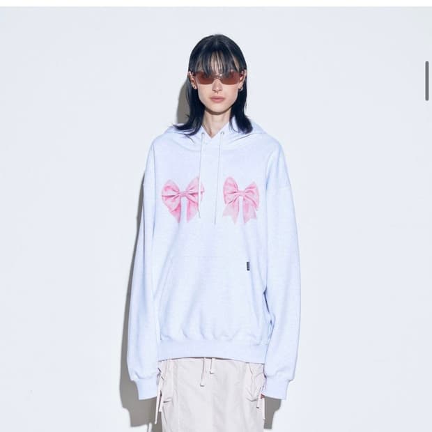 스컬프터 Bow Bow Hoodie White Melange 사이즈L
