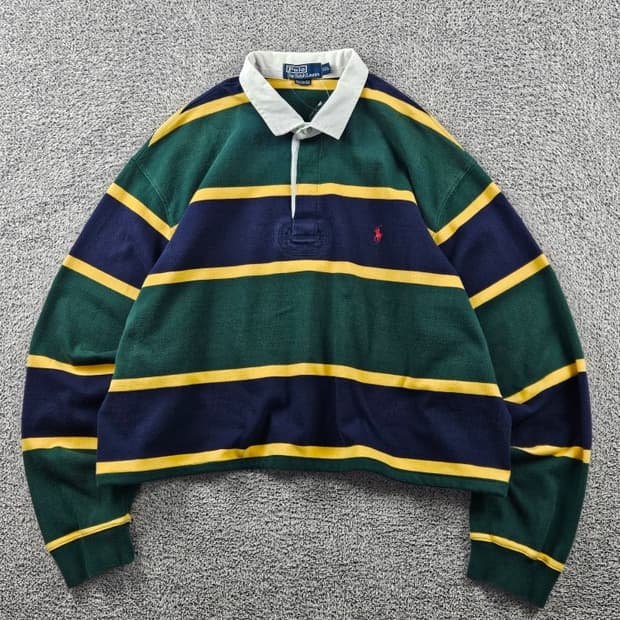 폴로랄프로렌 크롭 커스텀 스트라이프 럭비 티셔츠 (2XL) / 11419