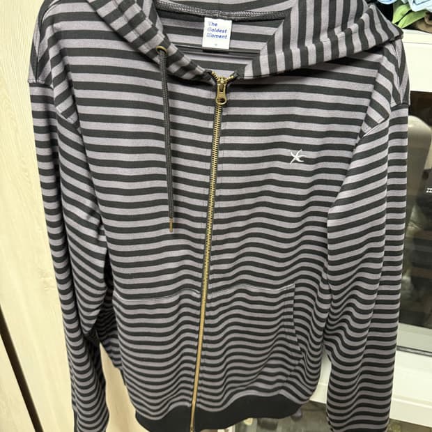 TCM stripe hooded zip-up