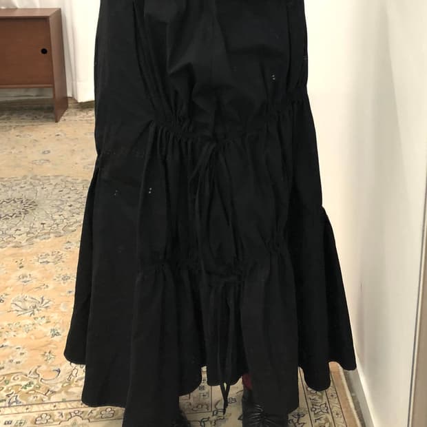 블랙 셔링 롱 스커트