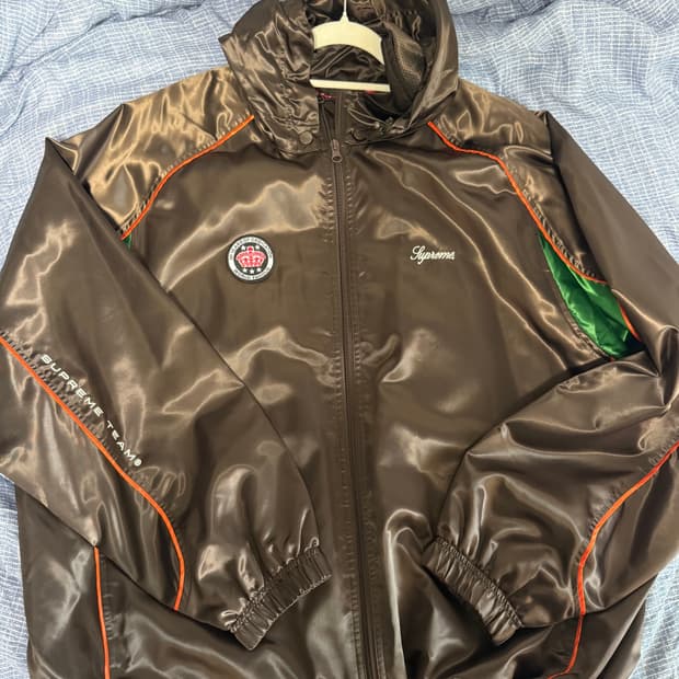 [XL] 슈프림 사틴 후드 트랙 자켓 브라운 - 24SS