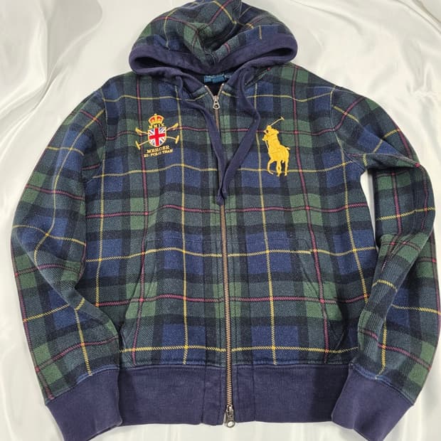 폴로타탄체크빅포니후드집업