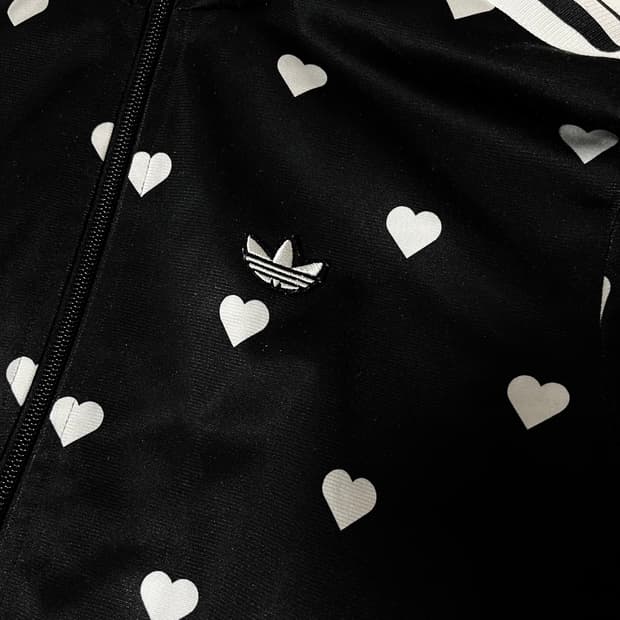 아디다스 파이어버드 하트 도트 땡땡이 집업 S