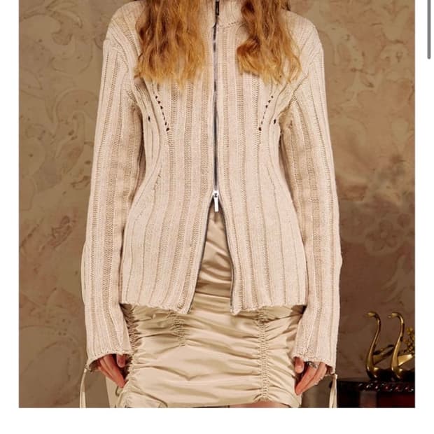 나체 니트 집업 NACHE 아이보리