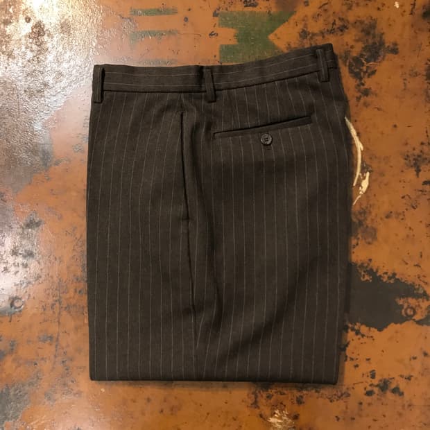 빈티지 브라운 스트라이프 울 트라우저 슬랙스 허리 31 32 