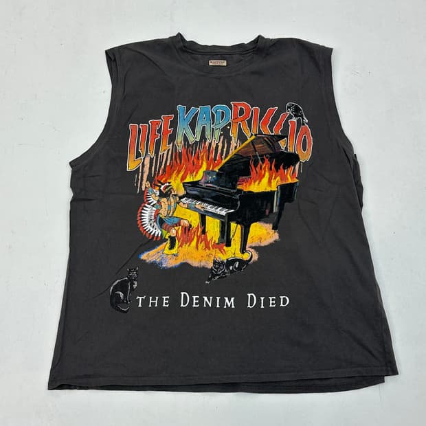 캐피탈 20 저지 슬리브리스 빅 티셔츠 버닝 피아노 Pt 잉크 블랙