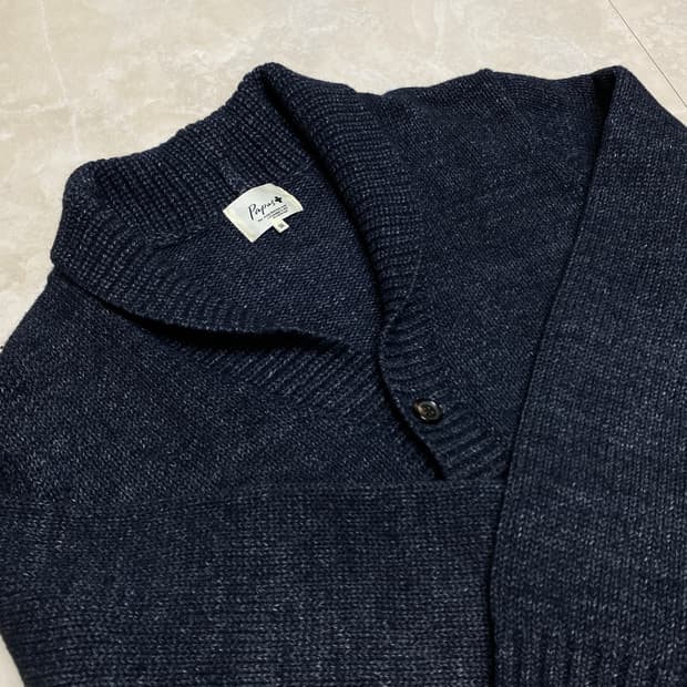 파파스 숄카라 니트 스웨터 가디건 네이비 M