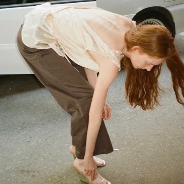 리본빛 카펜터 코튼 팬츠 
