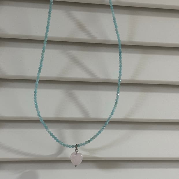 로즈쿼츠 원석 하트 팬던트 목걸이