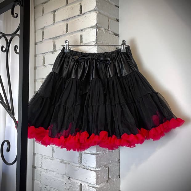 JPN 펑크 씬 레드 블랙 튜튜 샤스커트