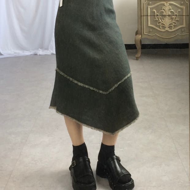 Fringe point western mood long skirt
