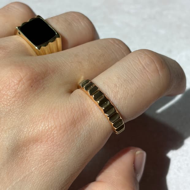 Oribell 코그휠 골드플레이트 925실버 오픈링 반지