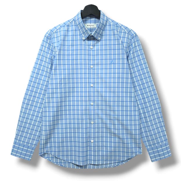 [95] 빈폴 스카이블루 체크 버튼다운 코튼 긴팔셔츠