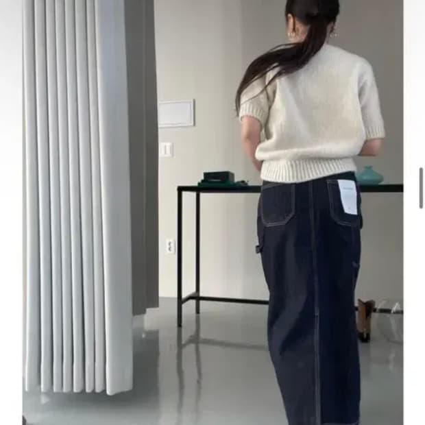마이네임이즈 포켓 데님 롱스커트