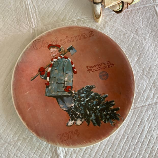 노먼록웰 크리스마스 장식 접시