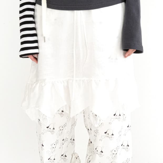 pointed satin midi skirt