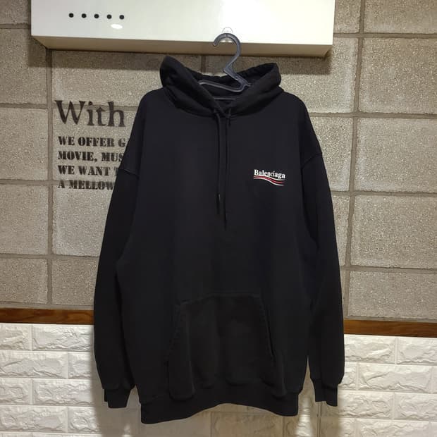 발렌시아가 웨이브로고 후드티 M