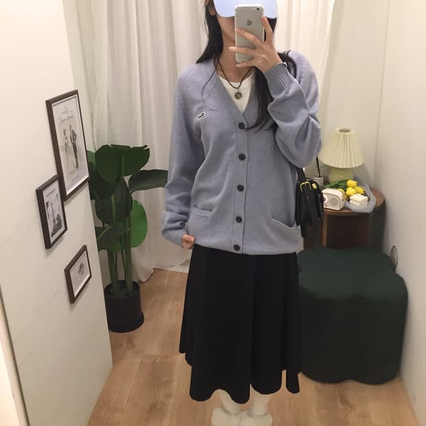 공용 라코스테 V넥 가디건 95