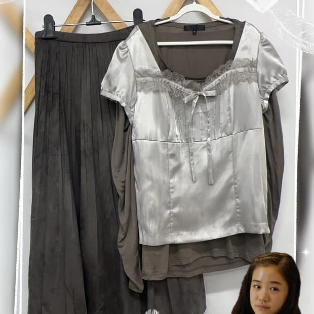 🤎라떼갸루 코디세트🤎 블라우스 프릴 로맨틱 