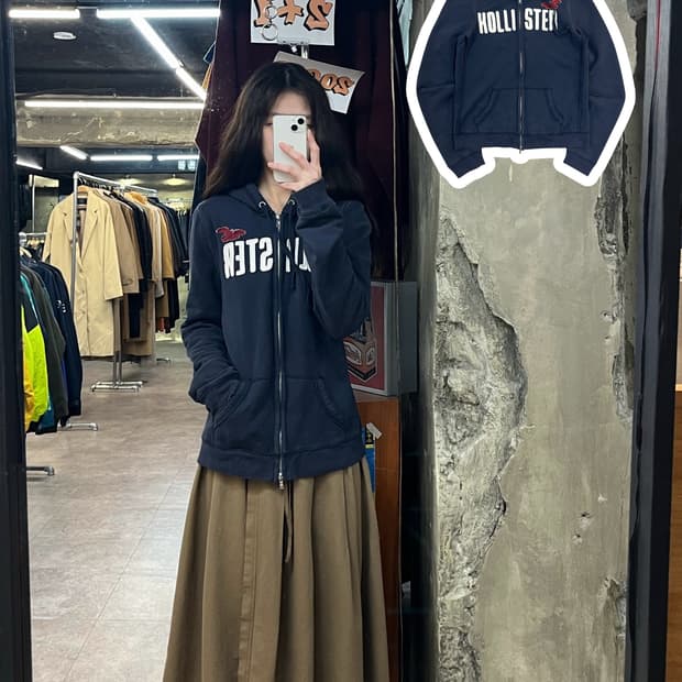 홀리스터 투웨이 기모 후드집업 네이비 XL #csz3597
