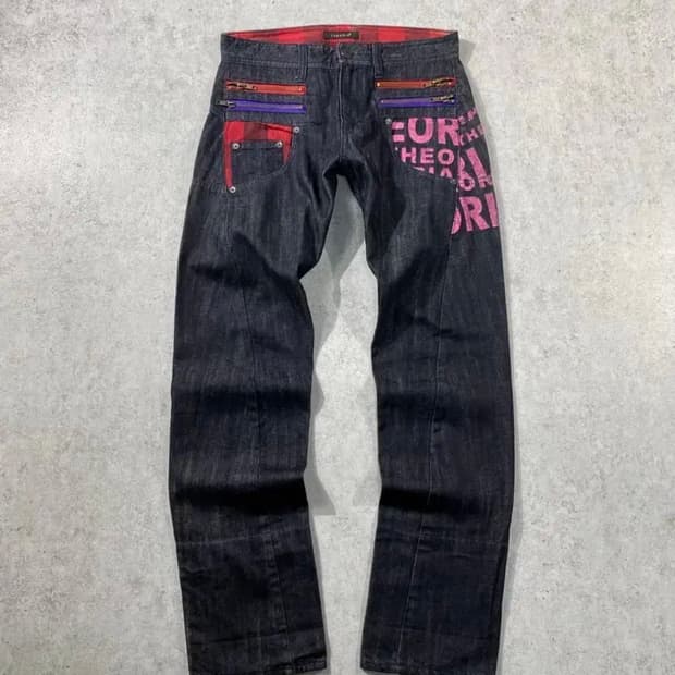 THEORIA 흑청 데님 빈티지 워싱 바지