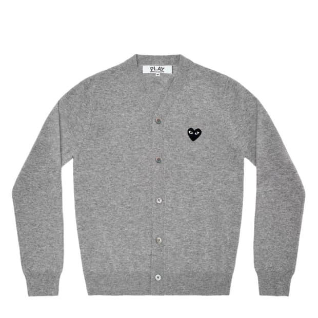 플레이 꼼데가르송 블랙 하트 니트 가디건 그레이 남성 L