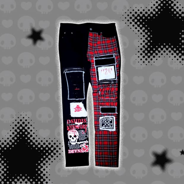 펑크키치punk 패치 레터링 팬츠