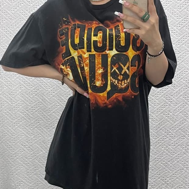 수어사이드스쿼드 빈티지 스트릿 락펑크 반팔티 XL C13704