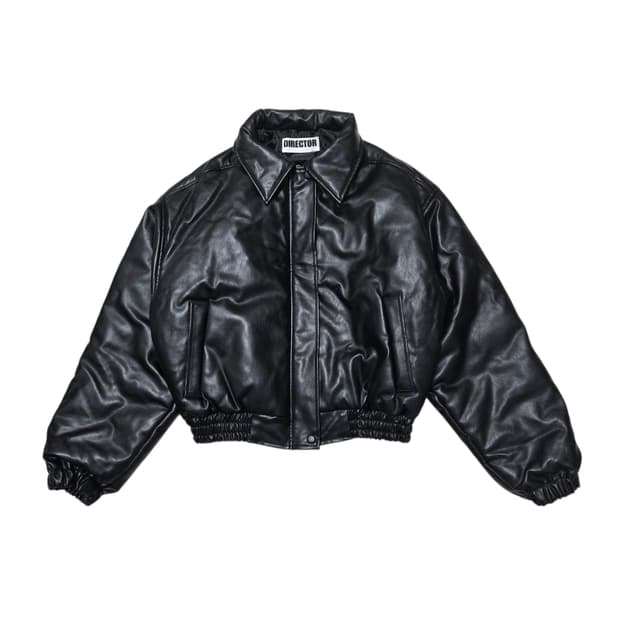 Director 여성 빈티지 페이크 레더 크롭 점퍼