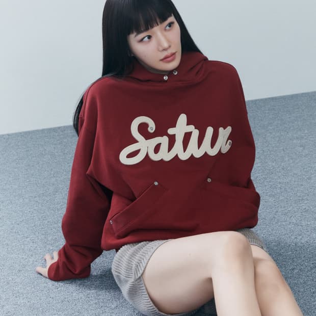 SATUR 세터 아플리케 리벳 버건디 후드티
